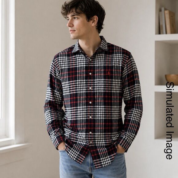 Polo by Ralph Lauren Other - Polo Ralph Lauren Lowell Sport Shirt Mens M Red Black Plaid Long Sleeve